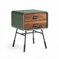 Green nightstand with two drawers and metal legs 40 x 50 x 45cm