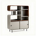 Modern storage cabinet in walnut and gray finish with adjustable shelves 90 x 40 x 120cm