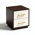 Wooden nightstand with two drawers and gold handles 50 x 40 x 45cm