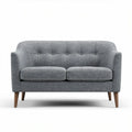 Two-seater gray upholstered sofa with tufted design and wooden legs 150 x 80 x 75cm