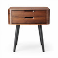 Wooden nightstand with two drawers and black metal legs 40 x 40 x 50cm