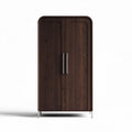 Wooden storage cabinet with sleek metal handles 180 x 90 x 50cm dark brown finish