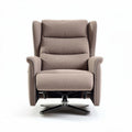 Reclining armchair in beige fabric with swivel base and modern design
