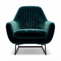Velvet upholstered armchair in green color with metal base 80 x 80 x 85cm