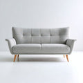 Mid-century modern gray fabric sofa with wooden legs 190 x 85 x 80cm